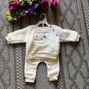 Rene Rofe Cream Doggy Kids Matching Set Size 6-9 months